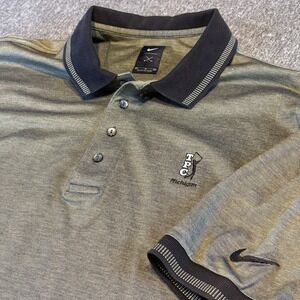 Nike Polo‎ Shirt L Sage TPC Golf Club Dri Fit Performance Embroidered Swoosh
